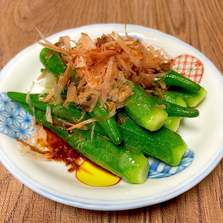 レンチンで簡単調理☆オクラのバター醤油おかか和え